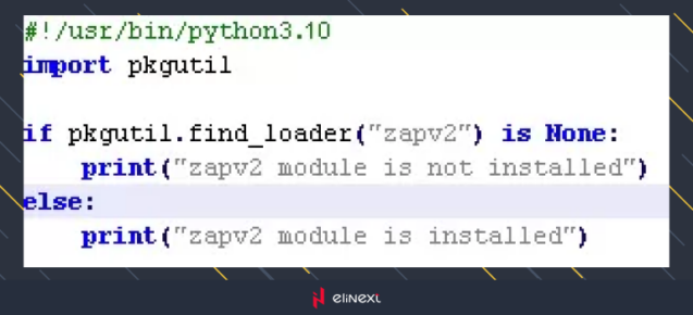 First, you can check if the ‘zapv2’ Python module is installed using the ‘pkgutil’ module