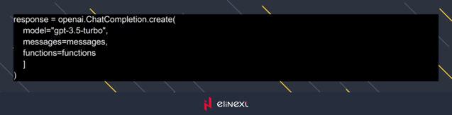 After creating the list of functions structures I added them in the call of Chat completions API