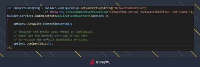 Paste options.UseOpenIddict() in the context configuration