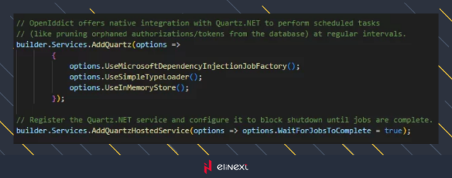 Now it's time to set up Openiddict. You can see the description in the screenshots