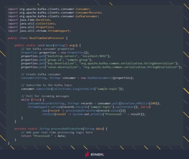 Let's enhance our consumer by incorporating a simple real-time processing logic using Java Streams.
