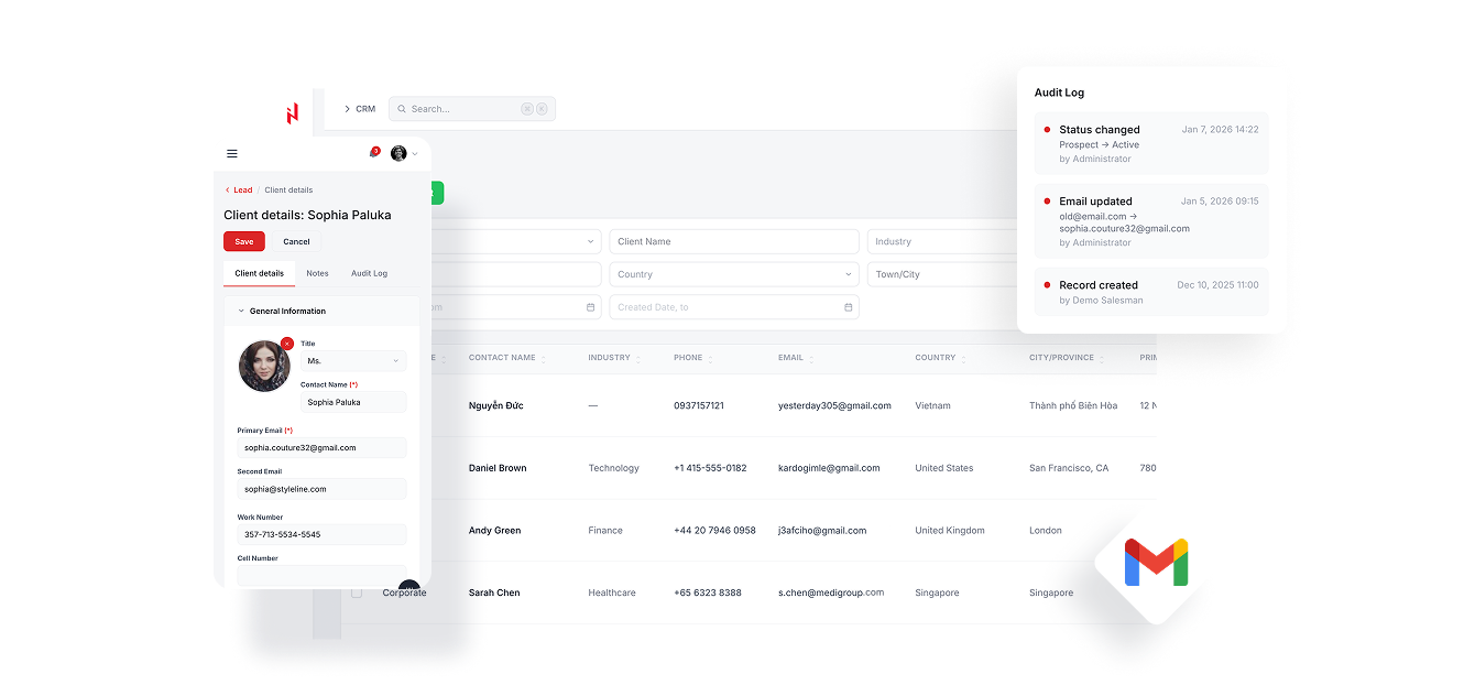 Clients Module in Custom Elinext CRM