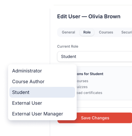 Customizable User Roles Elinext LMS Features