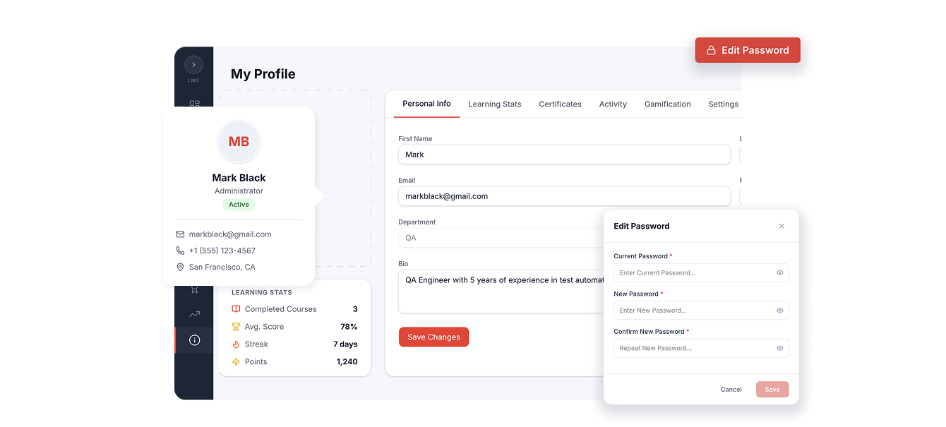 My Profile Elinext LMS Modules