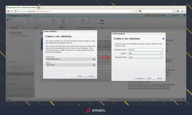 Create new database on the Azure server