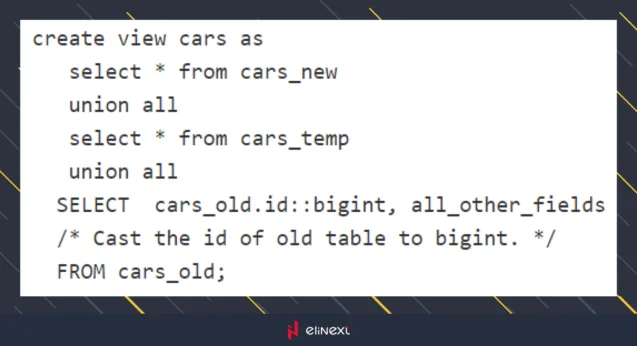 Create the view to emulate the ‘cars’ table behavior on SELECT queries from the web-framework