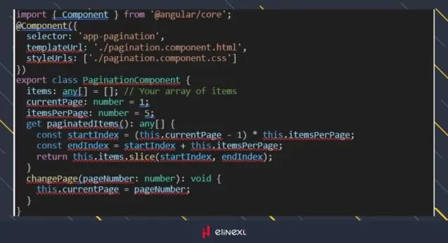Modify the pagination.component.ts file
