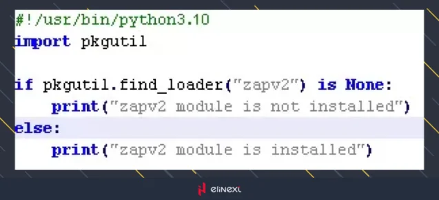 First, you can check if the ‘zapv2’ Python module is installed using the ‘pkgutil’ module