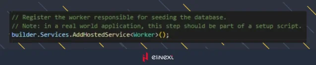 To initialize the data, add this line to the file Program.cs