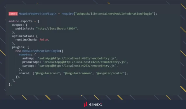 Configure Module Federation in Host in `webpack.config.js`